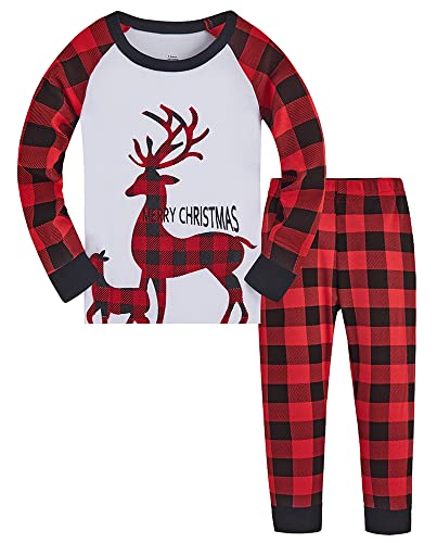 TEDD Weihnachten Kinder Schlafanzug Jungen Pyjama Langarm Baumwolle Mädchen Zweiteilig Schlafanzüge Set Winter Nachtwäsche Größe 6-7 Jahre von TEDD