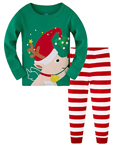 TEDD Weihnachten Kinder Schlafanzug Jungen Pyjama Langarm Baumwolle Mädchen Zweiteilig Schlafanzüge Set Winter Nachtwäsche Größe 6-7 Jahre von TEDD