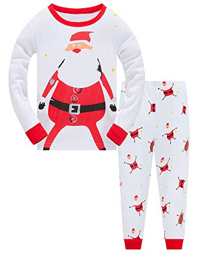 TEDD Weihnachten Kinder Schlafanzug Jungen Pyjama Langarm Baumwolle Mädchen Zweiteilig Schlafanzüge Set Winter Nachtwäsche Größe 6-7 Jahre von TEDD