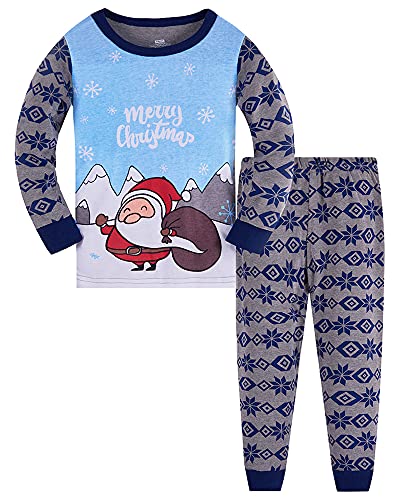 TEDD Weihnachten Kinder Schlafanzug Jungen Pyjama Langarm Baumwolle Mädchen Zweiteilig Schlafanzüge Set Winter Nachtwäsche Größe 7-8 Jahre von TEDD