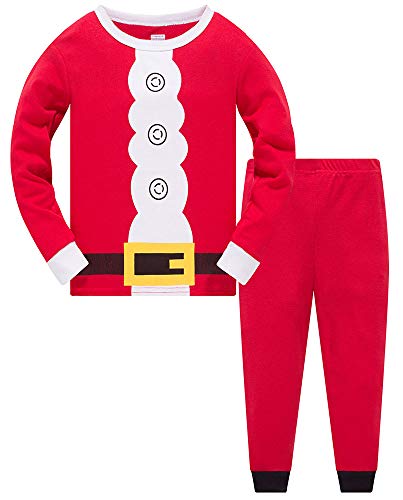 TEDD Weihnachten Kinder Schlafanzug Jungen Pyjama Langarm Baumwolle Mädchen Zweiteilig Schlafanzüge Set Winter Nachtwäsche Größe 7-8 Jahre von TEDD