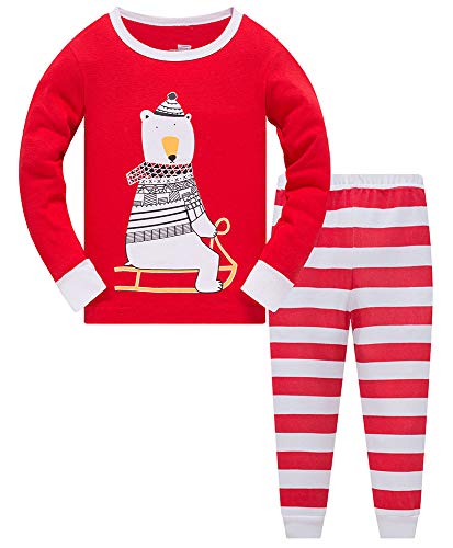 TEDD Weihnachten Kinder Schlafanzug Jungen Pyjama Langarm Baumwolle Mädchen Zweiteilig Schlafanzüge Set Winter Nachtwäsche Größe 9-10 Jahre von TEDD