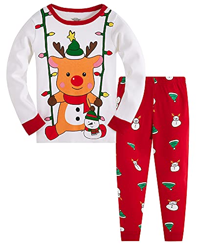TEDD Weihnachten Kinder Schlafanzug Jungen Pyjama Langarm Baumwolle Mädchen Zweiteilig Schlafanzüge Set Winter Nachtwäsche Größe 9-10 Jahre von TEDD
