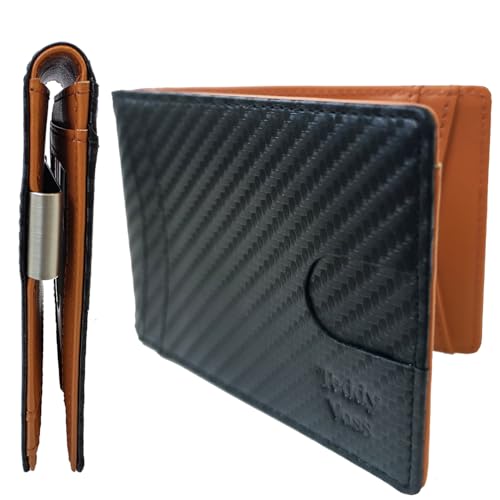 TEDDY VOSS Schlanke Geldbörse mit Geldklammer für Herren, RFID-blockierende Vordertasche, Bifold, schwarzes Leder, Herren-Geldbörse mit Ausweisfenster, dünner Kreditkartenhalter, moderne TEDDY VOSS Schlanke Geldbörse mit Geldklammer für Herren, RFID-blockierende Vordertasche, Bifold, schwarzes Leder, Herren-Geldbörse mit Ausweisfenster, dünner Kreditkartenhalter, moderne von TEDDY VOSS