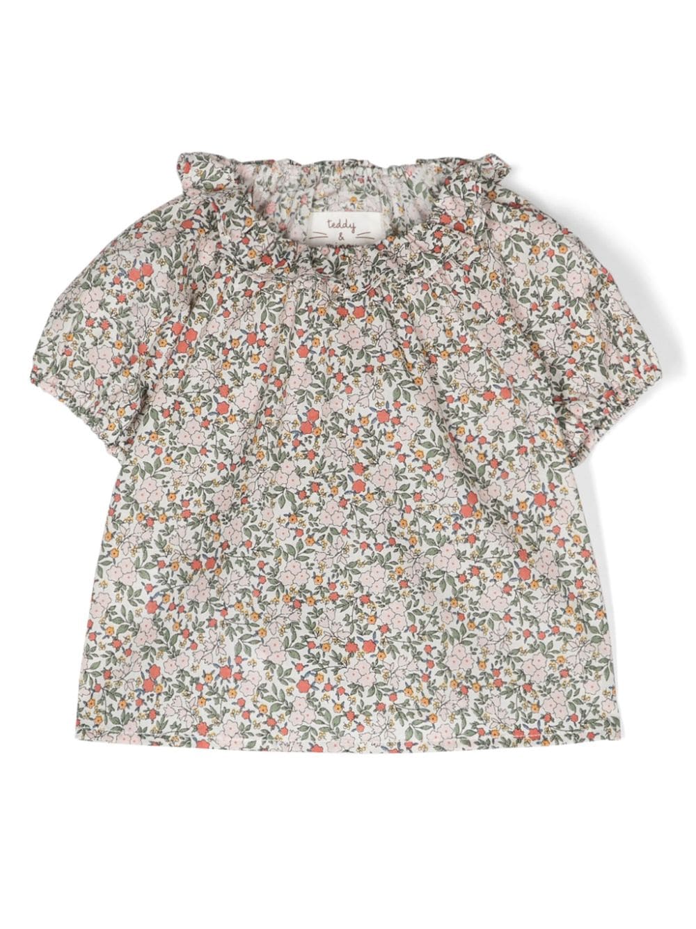 TEDDY & MINOU Popeline-Bluse mit Blumen-Print - Grün von TEDDY & MINOU