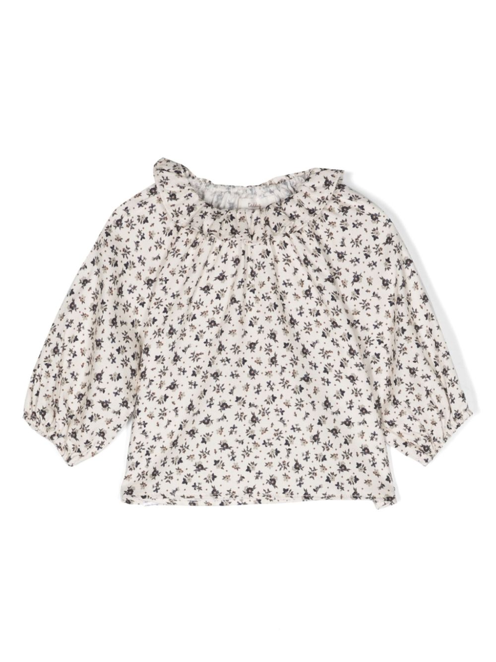 TEDDY & MINOU Gerüschte Bluse mit Blumen-Print - Nude von TEDDY & MINOU