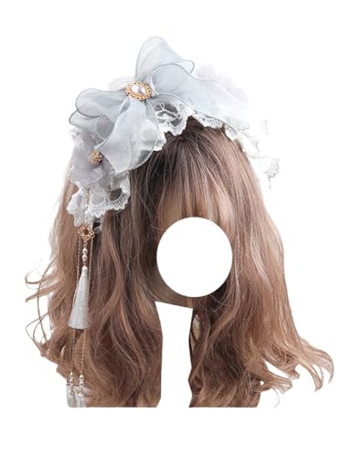 Elegantes Lolita-Band, Stirnband, Spitze, Schleife, Haarband, Dienstmädchen-Haarschmuck für Frauen (Grau, Einheitsgröße) von TEDPRBGE