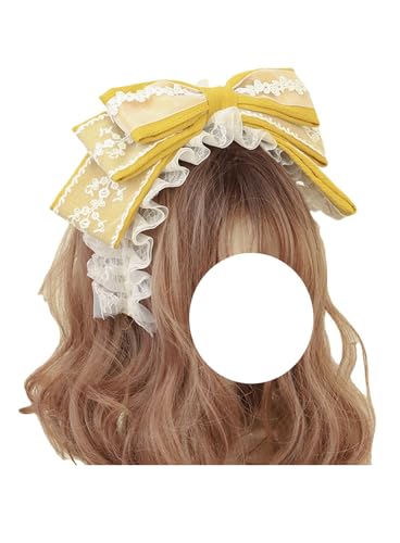 Elegantes Lolita Schleifen-Haarband, mehrlagig, Schleife, Haarband, Dienstmädchen-Haarschmuck für Damen, Gelb, Einheitsgröße Elegantes Lolita Schleifen-Haarband, mehrlagig, Schleife, Haarband, Dienstmädchen-Haarschmuck für Damen, Gelb, Einheitsgröße von TEDPRBGE