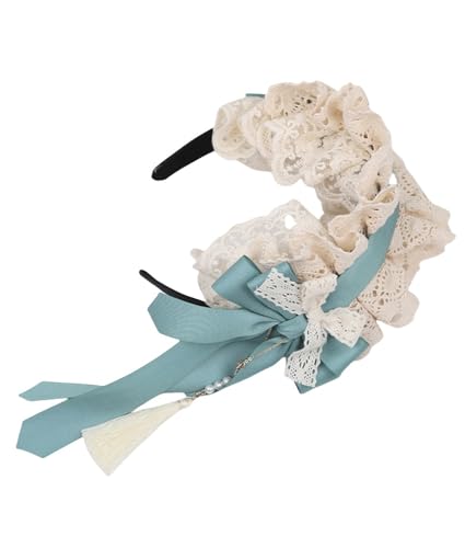 Elegantes Lolita-Stirnband, Spitze, Schleife, Haarband, süße Dienstmädchen, Haarschmuck für Damen (Grün, Einheitsgröße) von TEDPRBGE