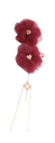 Lolita Blumen-Haarspange, Spitze, Blume, Seitenclip, Lolita, Haarschmuck für Damen, Rot von TEDPRBGE