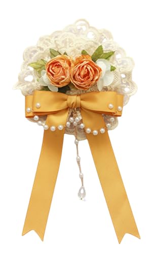 Lolita Blumen-Haarspange, elegante Spitze, Schleife, Seitenclip, Blumenbrosche für Damen, Gelb Lolita Blumen-Haarspange, elegante Spitze, Schleife, Seitenclip, Blumenbrosche für Damen, Gelb von TEDPRBGE