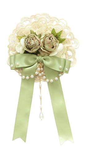 Lolita Blumen-Haarspange, elegante Spitze, Schleife, Seitenclip, Blumenbrosche für Frauen (grün) von TEDPRBGE