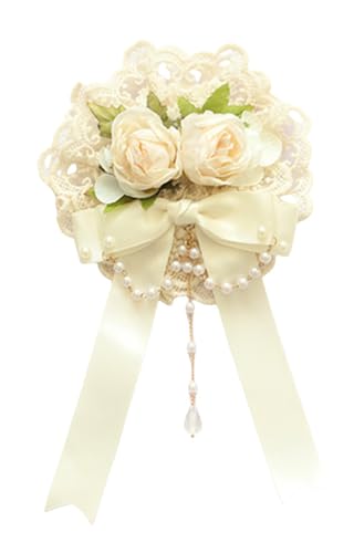 Lolita Blumen-Haarspange, elegante Spitzenschleife, Seitenclip, Blumenbrosche für Frauen (milchig-weiß) von TEDPRBGE