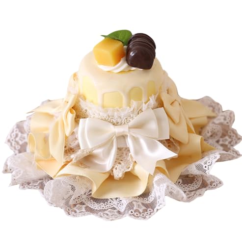 Lolita-Haarschmuck für Damen, mit Spitze, Schleife, Gelb von TEDPRBGE