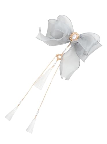 Lolita Haarspange mit Schleife, Spitzenband, Seitenclip, Lolita-Haar-Accessoire für Damen, Grau von TEDPRBGE