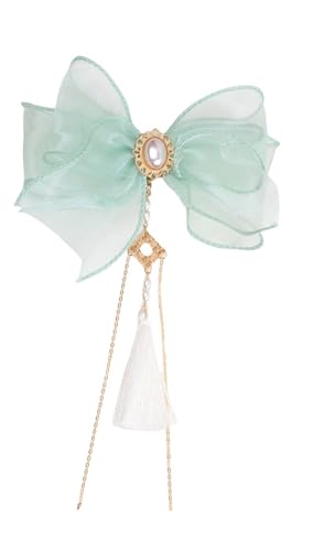 Lolita Haarspange mit Schleife, Spitzenband, Seitenclip, Lolita-Haar-Accessoire für Damen, Grün Lolita Haarspange mit Schleife, Spitzenband, Seitenclip, Lolita-Haar-Accessoire für Damen, Grün von TEDPRBGE