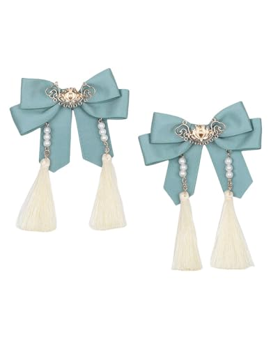 Lolita Haarspangen für Damen, Schleife, Quaste, Anhänger, Paar, Lolita-Zubehör, Grün von TEDPRBGE