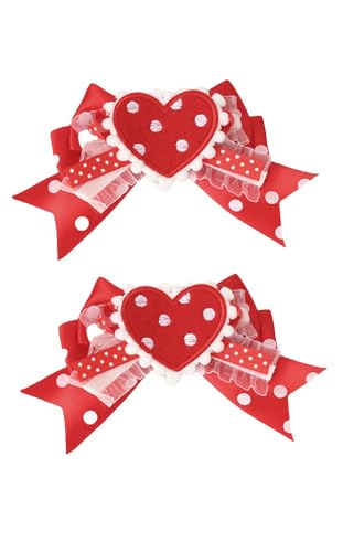 Lolita Haarspangen mit Schleife, gepunktet, 2 Stück, Erdbeer-Haarspange für Damen, Rot von TEDPRBGE