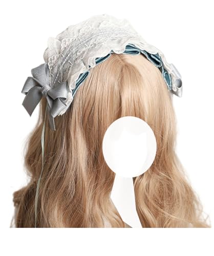 Lolita Spitzen-Stirnband, Sweet Maid Bowknot Haarband, Lolita, Haarschmuck für Damen (Graugrün, Einheitsgröße) von TEDPRBGE