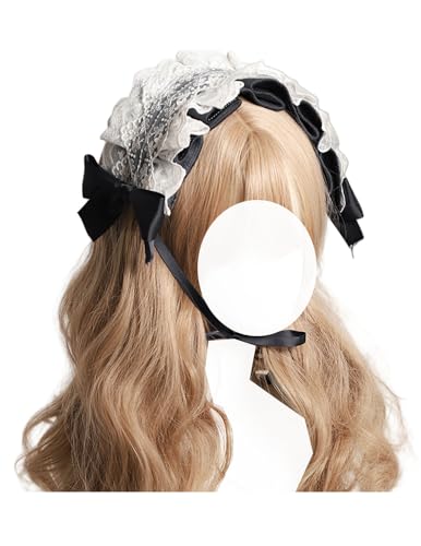 Lolita Spitzen-Stirnband, süße Dienstmädchen, Schleife, Haarband, Lolita, Haarschmuck für Damen, Schwarz, Einheitsgröße von TEDPRBGE