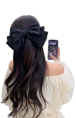 Mehrschichtige Haarspangen mit Schleife, Satin, Haarschleifen, Clips, große Schleife, Haarspange für Frauen (schwarz) von TEDPRBGE