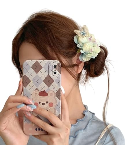 Schöne Blumen-Haarspange mit Rose, Haarspangen, Blumen-Haarnadel für Frauen (grün) von TEDPRBGE