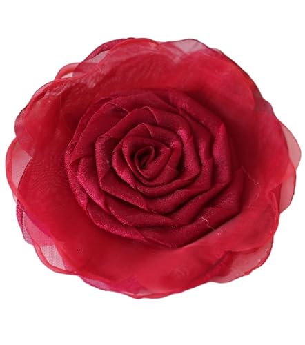 Schöne Haarspange mit Spitzenblume, Rose, Haarspangen, Blumen-Haarnadel für Damen, Weinrot von TEDPRBGE