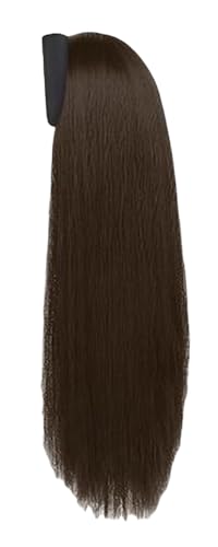 Stirnband-Perücke, abnehmbares Stirnband, lang, glatt, weiche und natürliche Kunstfaser-Perücken für Damen, 58,4 cm (kühles Braun-Schwarz) von TEDPRBGE