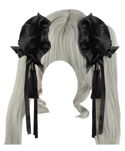 Sweet Bun Haarspange Spitze Quaste Seitenclip Lolita Haarschmuck für Frauen (Schwarz) von TEDPRBGE