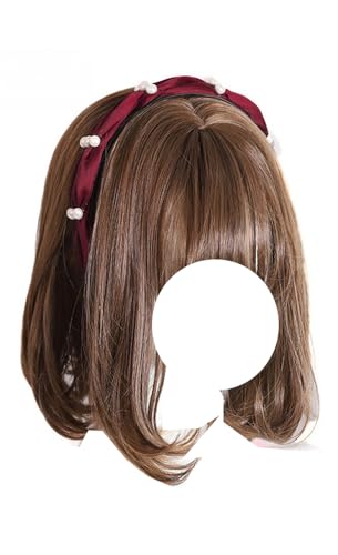 Vintage Lolita Perlen Stirnband Haarband Sweet Maid Haarschmuck für Frauen (Rot, Einheitsgröße) von TEDPRBGE