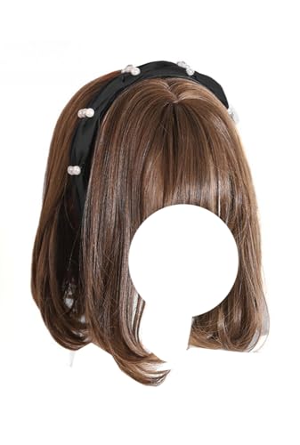 Vintage Lolita Perlen Stirnband Haarband Sweet Maid Haarschmuck für Frauen (Schwarz, Einheitsgröße) von TEDPRBGE