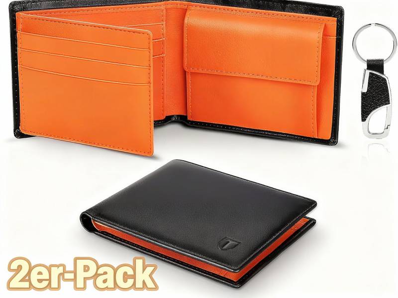 TEEHON Geldbörse Geldbörsen Herren aus Echtem Leder RFID-Schutz (2-tlg), Ein elegantes Portemonnaie mit RFID-Schutz von TEEHON