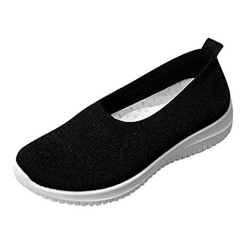 Damen Schuhe Sommer Sandalen Mädchen Schulschuhe Atmungsaktiv Slip On Sneakers Leichte Flache Turnschuhe Bequeme Athletic Sport Running Walking Schuhe, Schwarz , 38.5 EU von TEELONG