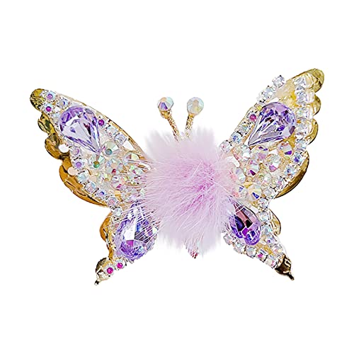 Fliegende Schmetterlings-Haarnadel Glitzernde Schmetterlings-Haarspangen für Frauen, süße Legierung, fliegende Schmetterlings-Haarnadel-Clips, bewegliche Kristall-Strass-Haarnadel, (Purple, One Size) von TEELONG