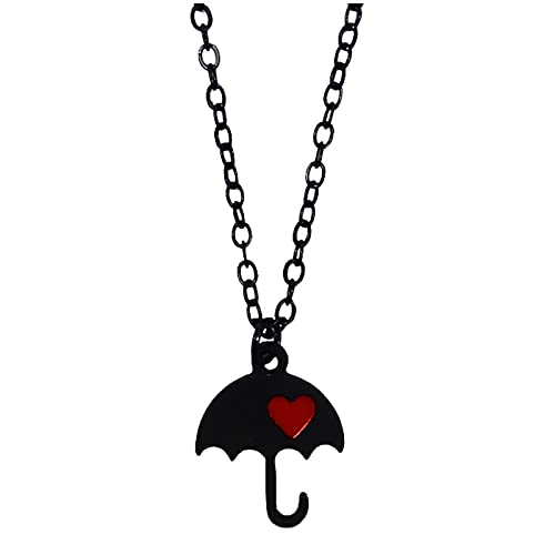 TEELONG Cartoon Liebe Regenschirm Mode Anhänger Halskette Schwarz und Rot Paar Halskette Schmuck Anhänger Für Bettelarmband Echt Silber (A, One Size) von TEELONG