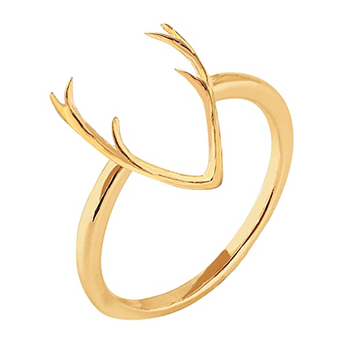 TEELONG Einfache Geweih-Legierungsringe Paare Ringe Beliebte Gelenke Valentinstagsgeschenke Verstellbare Ringe für Frauen Heirat Ringe (A, One Size) von TEELONG