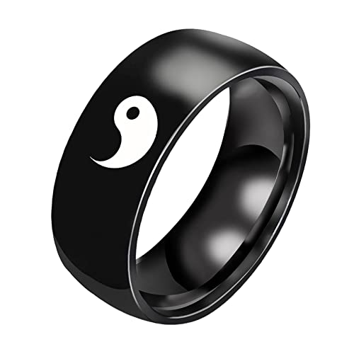 TEELONG Einfacher Titanstahl-Ring-Frauen-Ring-Karikatur-niedlicher Schmuck-Ring Billige Partner Ringe (Black, 10) von TEELONG