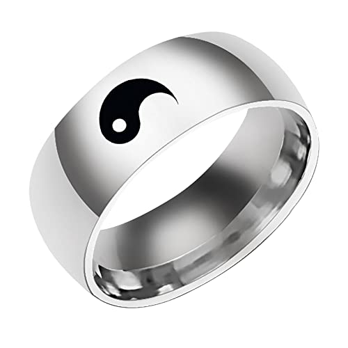 TEELONG Einfacher Titanstahl-Ring-Frauen-Ring-Karikatur-niedlicher Schmuck-Ring Billige Partner Ringe (Silver, 12) von TEELONG