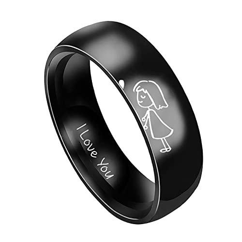 TEELONG Einfacher Titanstahl-Ring-Frauen-Ring-Karikatur-niedlicher Schmuck-Ring Ringelblumenhandcreme (B, 10) von TEELONG