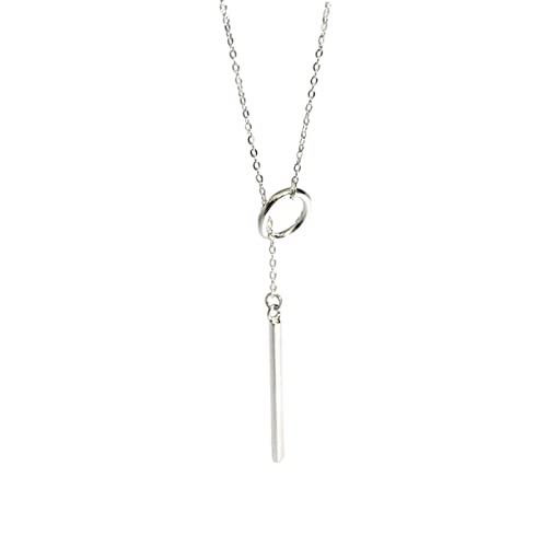 TEELONG S925 Sterling Silber Halskette Damen einfache Lange Schlüsselbeinkette Ketten Blau (Silver, One Size) von TEELONG