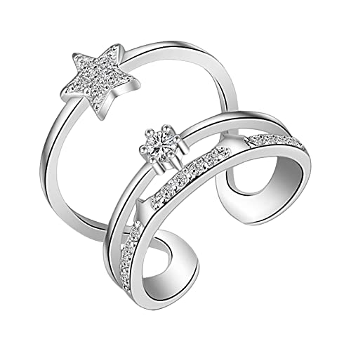 TEELONG Verstellbarer Ring mit Öffnung, Verlobung, runder Schnitt, Zirkonia, Damen, Eheringe, Schmuck, Ringe für die Frau Türkische Ringe (Silver, One Size) von TEELONG