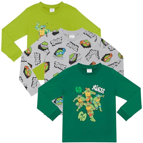 Teenage Mutant Ninja Turtles - 3er-Pack - Langarm T-Shirts aus 100% Gekämmter Baumwolle - 9-10 Jahre: 140cm von Teenage Mutant Ninja Turtles