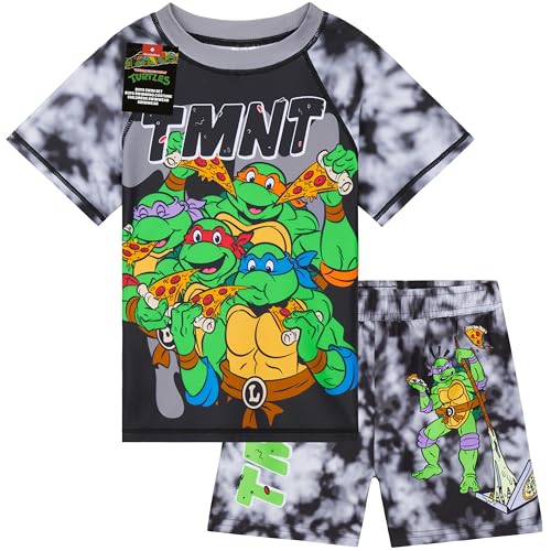 TEENAGE MUTANT NINJA Turtles Badeanzug Kinder 2 Teiliges Set mit Badehose Jungen Badeshorts und Schwimmshirt für Strand Urlaub und Schwimmens (11-12 Jahre, Grau) von TEENAGE MUTANT NINJA