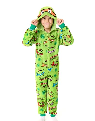 TEENAGE MUTANT NINJA Turtles Jungen-Strampler | Schlafanzug mit Kapuze und austauschbaren Masken für Kinder mit Charakter-Grafikdruck | TMNT-Pyjama-Nachtwäsche von TEENAGE MUTANT NINJA