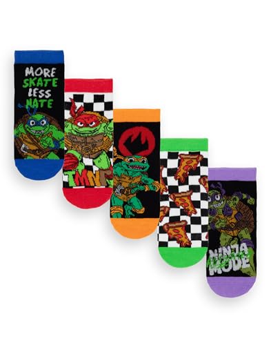 Teenage Mutant Ninja Turtles Jungensocken 5er-Pack | Mehrfarbige TMNT-Grafikschuhe für Kinder | Mutant Mayhem Bequemes Socken-Set-Bundle | Merchandise-Geschenk für Cartoon-Filme, Spiele, TV-Serien von Teenage Mutant Ninja Turtles