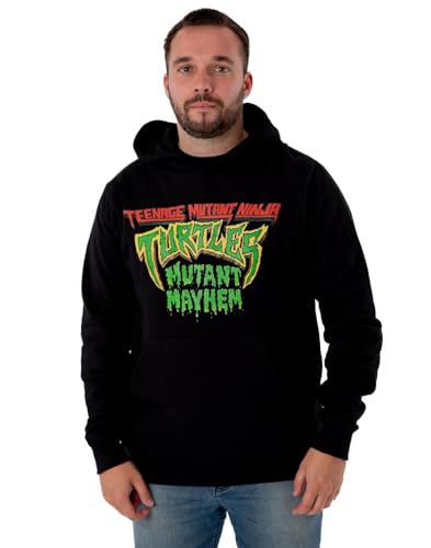 Teenage Mutant Ninja Turtles Mutant Mayhem Herren Schwarzer Kapuzenpullover | Langarm Retro Mode Kapuzenpullover für Erwachsene | Nostalgische 90er Jahre Cartoon Kleidung | TMNT Geschenkartikel von Teenage Mutant Ninja Turtles