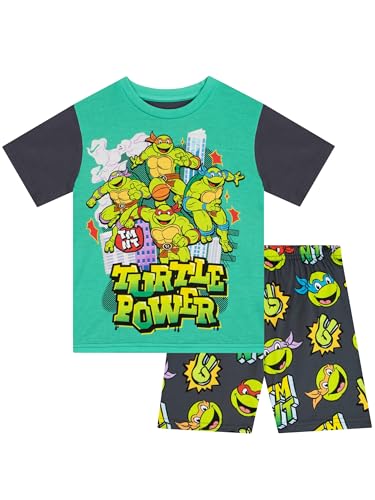 Teenage Mutant Ninja Turtles Schlafanzug Kurz | TMNT Kinderschlafanzug | Kurz Pyjama Für Jungen | Grau 122 von Teenage Mutant Ninja Turtles