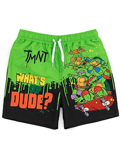 Teenage Mutant Ninja Turtles Swim Shorts Jungen Kinder | Leonardo Donatello Michelangelo Raphael Skateboarding Schwimmhose | Rumpf Kordelzug Bund Bademode von Teenage Mutant Ninja Turtles