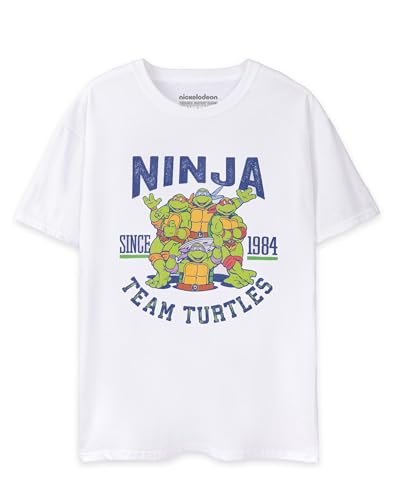 Teenage Mutant Ninja Turtles Team Turtles Graphic Herren Weißes Kurzarm T-Shirt | Retro Fashion T-Shirt | Nostalgische 90er Jahre Cartoon Kleidung | TMNT Geschenkartikel von Teenage Mutant Ninja Turtles