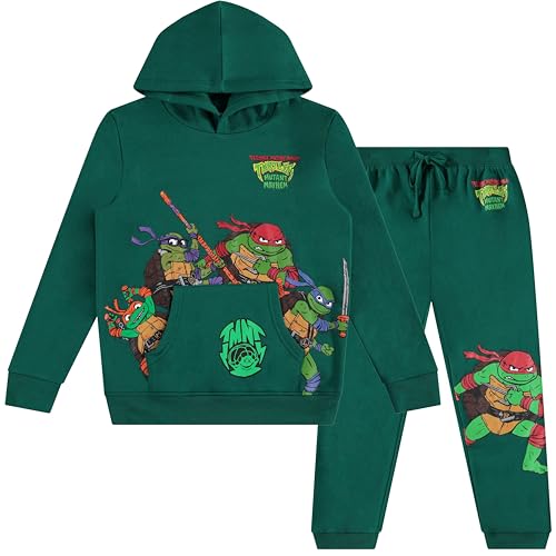 Teenage Mutant Ninja Turtles Kapuzenpullover-Set mit Kapuze und Jogginghose, kleine und große Jungen, Größen 32-48, Grün (Forest Green), 6-7 von Teenage Mutant Ninja Turtles